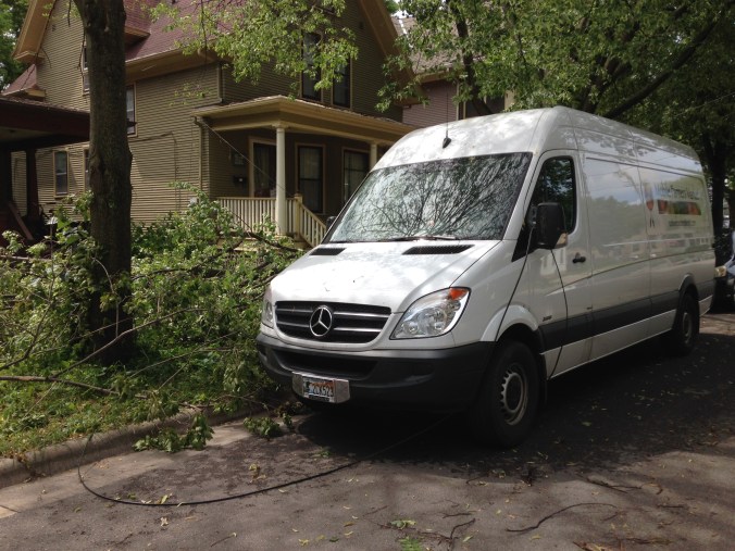 The van has now survived a  tornado.  Our staff member's nearby sailboat was not so lucky but should make a full recovery